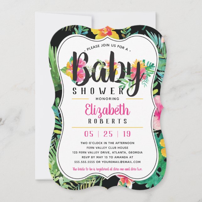 Tropical Baby Shower Invitation, Luau Invitation (Front)