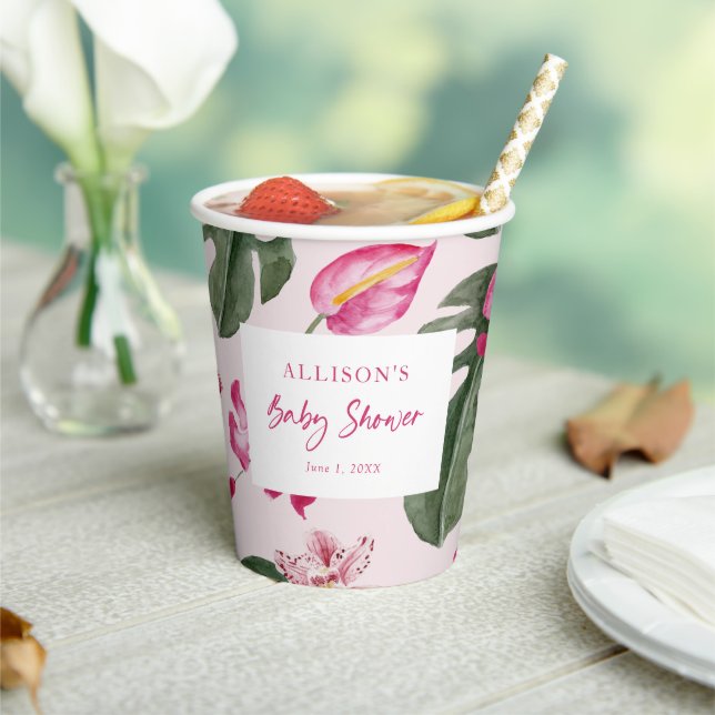 Tropical Baby Shower Paper Cups (Insitu)