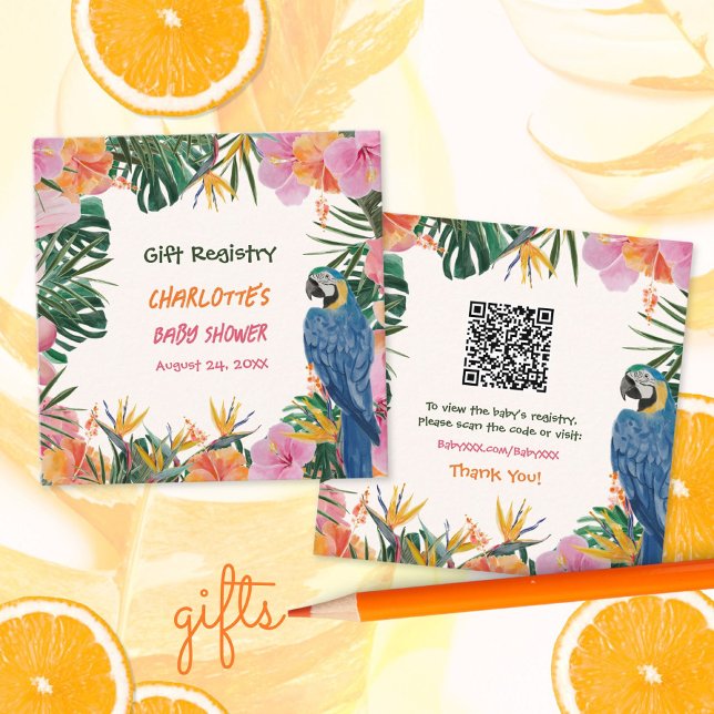Tropical Baby Shower QR Code Gift Registry Enclosure Card (Tropical Baby Shower QR Code Gift Registry Enclosure Card ©Susanne Sachers - Sunny Mind 🌞)