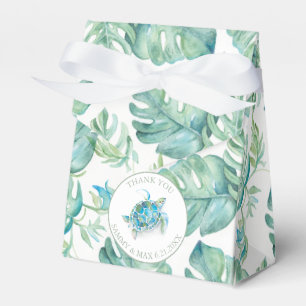 Tropical Baby Shower Sea Turtle Monstera Leaf Favour Box