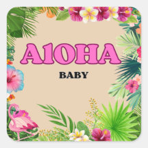 Tropical Baby Shower Stickers.