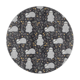 Tropical Baby Sloth Pattern Cutting Board