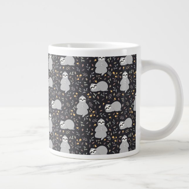 Tropical Baby Sloth Pattern Large Coffee Mug (Right)