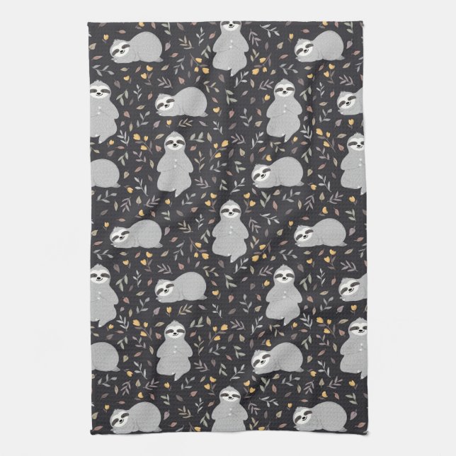 Tropical Baby Sloth Pattern Tea Towel (Vertical)
