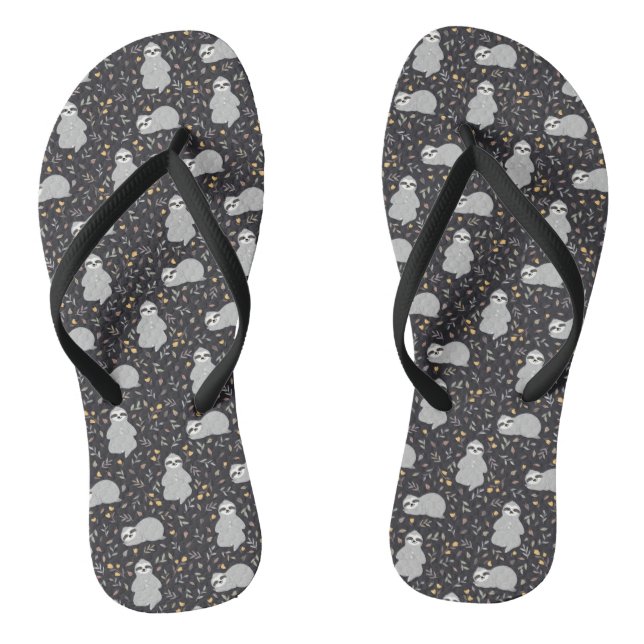 Tropical Baby Sloth Pattern Thongs (Footbed)