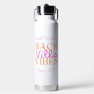 Tropical Bach Villa Vibes Pink Bachelorette Water Bottle