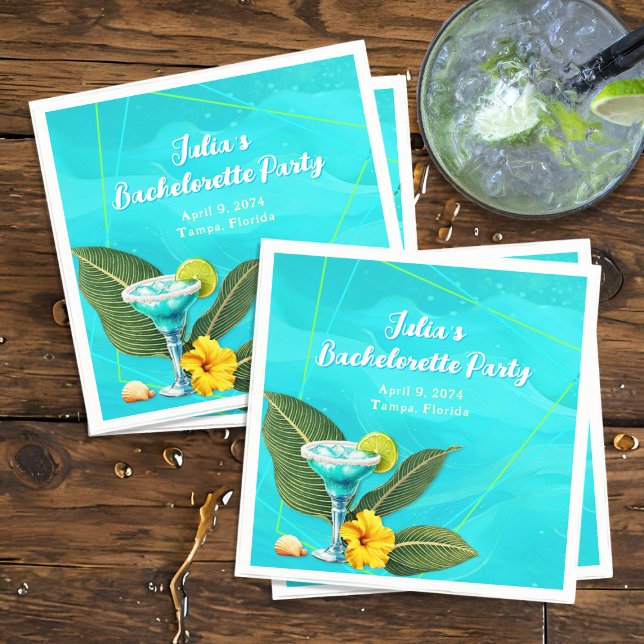 Tropical Bachelorette Party Blue Waves Napkin (Creator Uploaded)