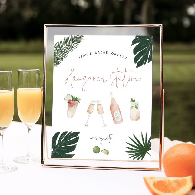 Tropical Bachelorette Party Hangover Station Sign (Creator Uploaded)