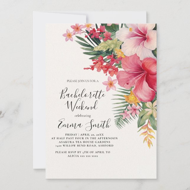 Tropical Bachelorette Party Invitation (Front)