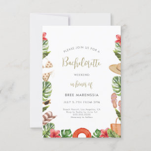 Tropical Bachelorette Party Invitation Beach
