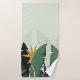 Tropical background with jungle plants. Palm leave Bath Towel