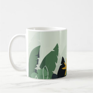Tropical background with jungle plants. Palm leave Coffee Mug