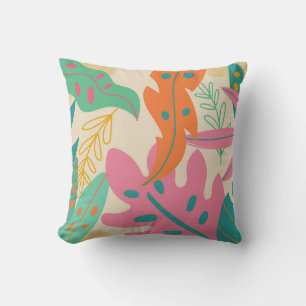 Tropical background with jungle plants. Palm leave Cushion