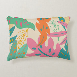 Tropical background with jungle plants. Palm leave Decorative Cushion