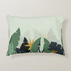 Tropical background with jungle plants. Palm leave Decorative Cushion