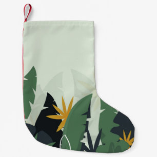 Tropical background with jungle plants. Palm leave Small Christmas Stocking