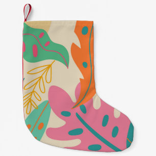 Tropical background with jungle plants. Palm leave Small Christmas Stocking