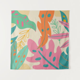 Tropical background with jungle plants. Palm leave Tapestry