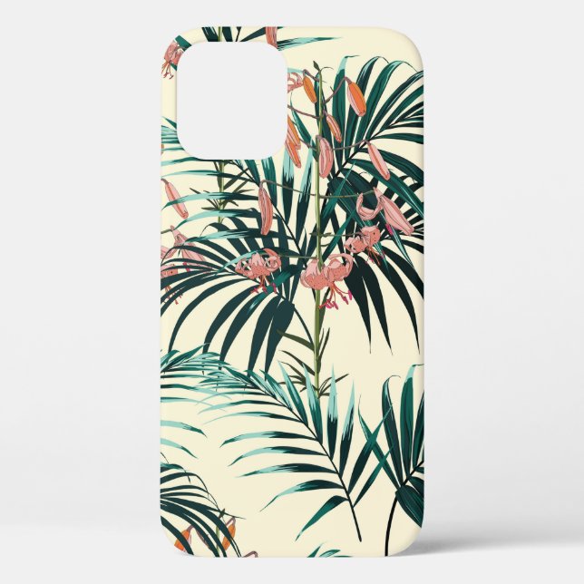 Tropical background with jungle plants. Seamless t Case-Mate iPhone Case (Back)