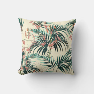 Tropical background with jungle plants. Seamless t Cushion