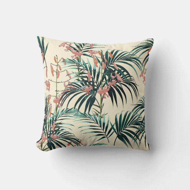 Tropical background with jungle plants. Seamless t Cushion (Front)
