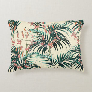 Tropical background with jungle plants. Seamless t Decorative Cushion