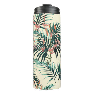 Tropical background with jungle plants. Seamless t Thermal Tumbler
