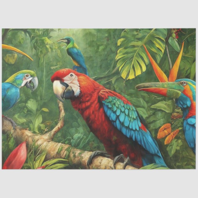 Tropical Background with Parrots Decoupage  Tissue Paper (Front)