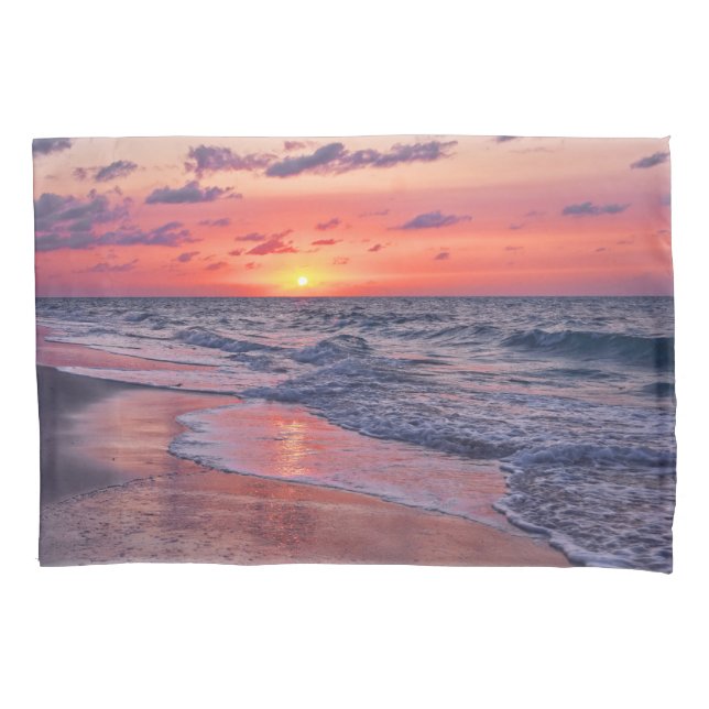 Tropical Bahamas Sunset Paradise Beach Pillowcase (Front)