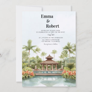 Tropical Bali Landscape Destination Wedding Invitation