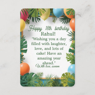 Tropical Balloons Colourful Kids Birthday Response