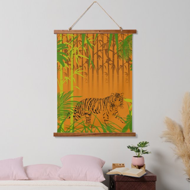 Tropical Bamboo and Leopard  Hanging Tapestry (Bedroom)