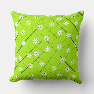 tropical banana leaf and flowers green botanical  cushion
