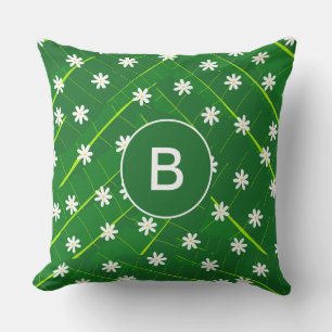 tropical banana leaf and flowers green botanical cushion