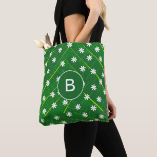tropical banana leaf and flowers green botanical tote bag