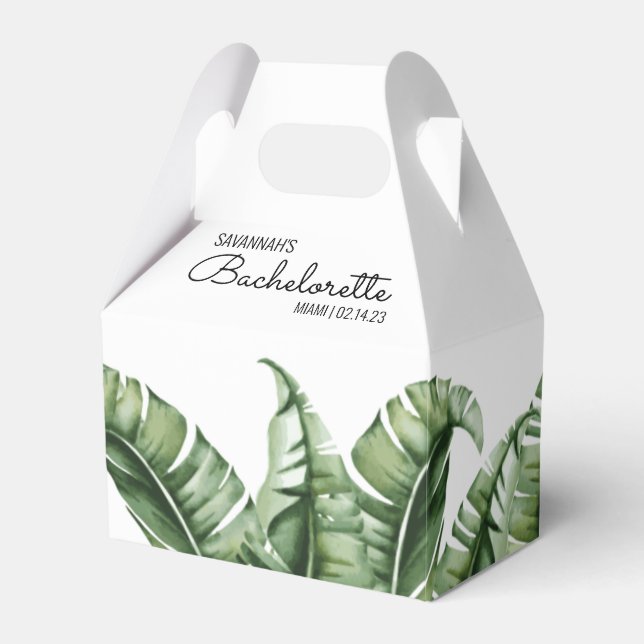 Tropical Banana Leaf Bachelorette Favour Box (Front Side)
