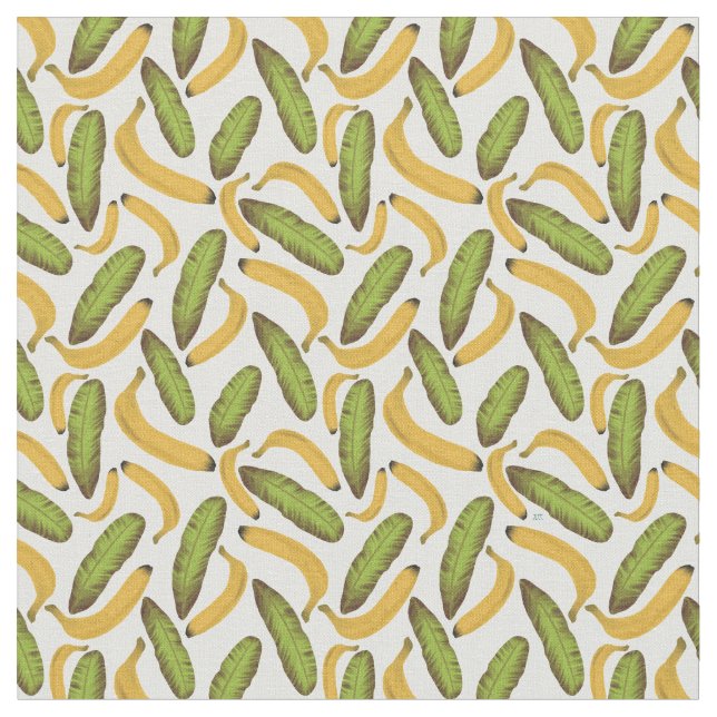 Tropical Banana Leaf Pattern Fabric (Close Up)
