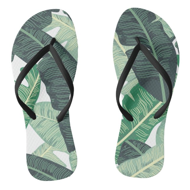 Tropical Banana Leaf pattern Thongs (Footbed)