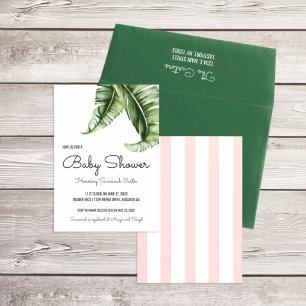 Tropical Banana Leaf/Stripes Baby Shower Invitation