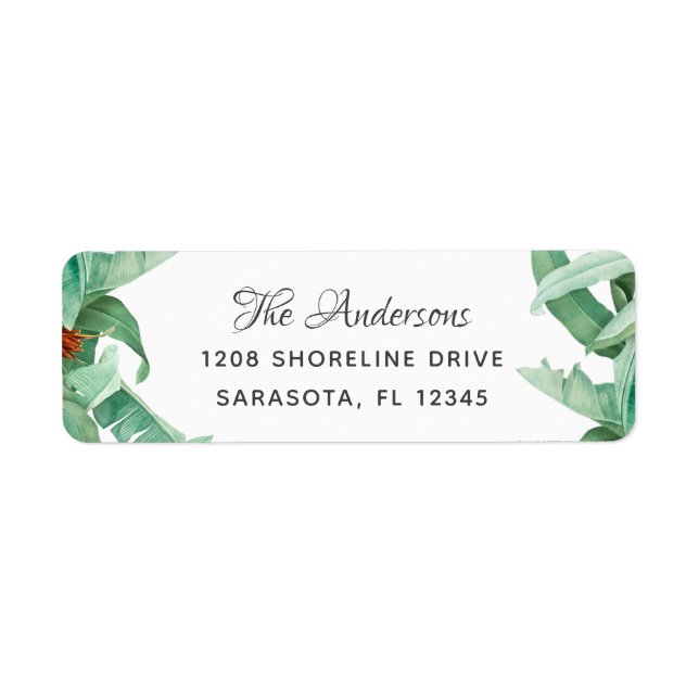 Tropical Banana Leaves Botanical Foliage Return Address Label (Front)