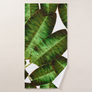 Tropical banana leaves, jungle leaf seamless flora bath towel