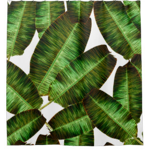 Tropical banana leaves, jungle leaf seamless flora shower curtain