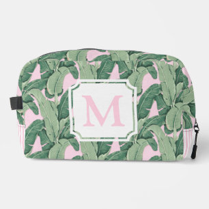Tropical Banana Leaves Monogram Stripes Dopp Kit
