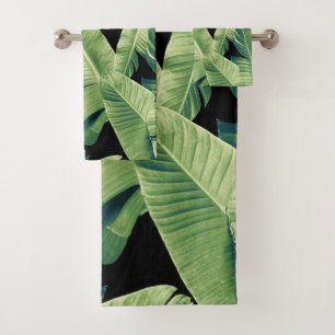 Tropical Banana Leaves Night Jungle #1 #tropical  Bath Towel Set