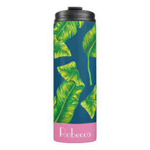 Tropical Banana Leaves   Personalised Thermal Tumbler