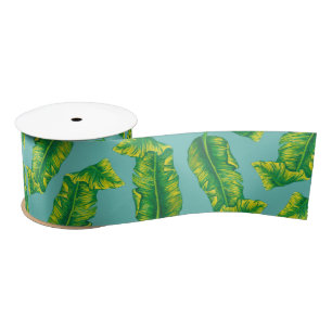 Tropical Banana Leaves Satin Ribbon