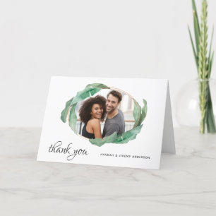 Tropical Banana Leaves Thank You with Photo Card