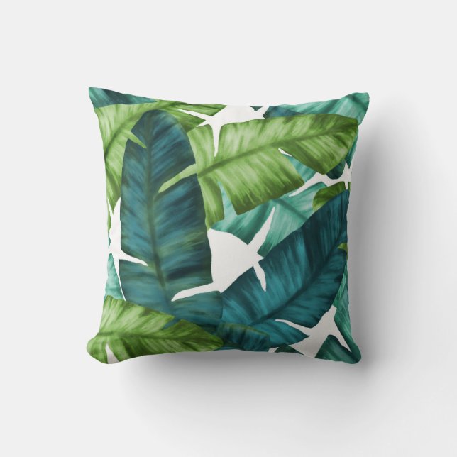 Tropical Banana Leaves Unique Pattern Cushion (Front)