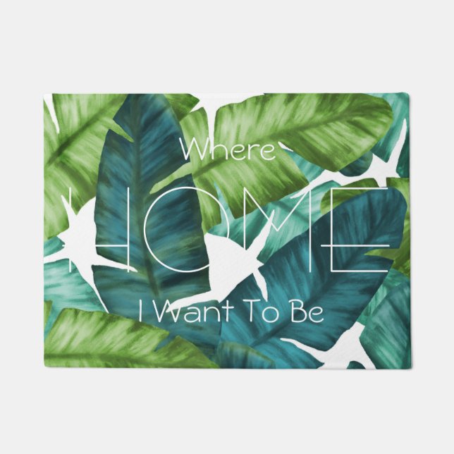 Tropical Banana Leaves Unique Pattern Doormat (Front)
