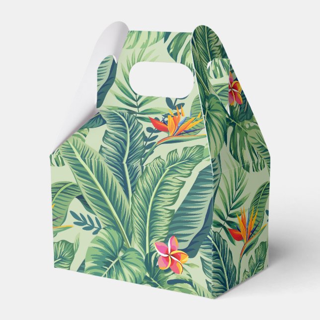 Tropical Banana Monstera Palm Leaves & Flowers Favour Box (Back Side)